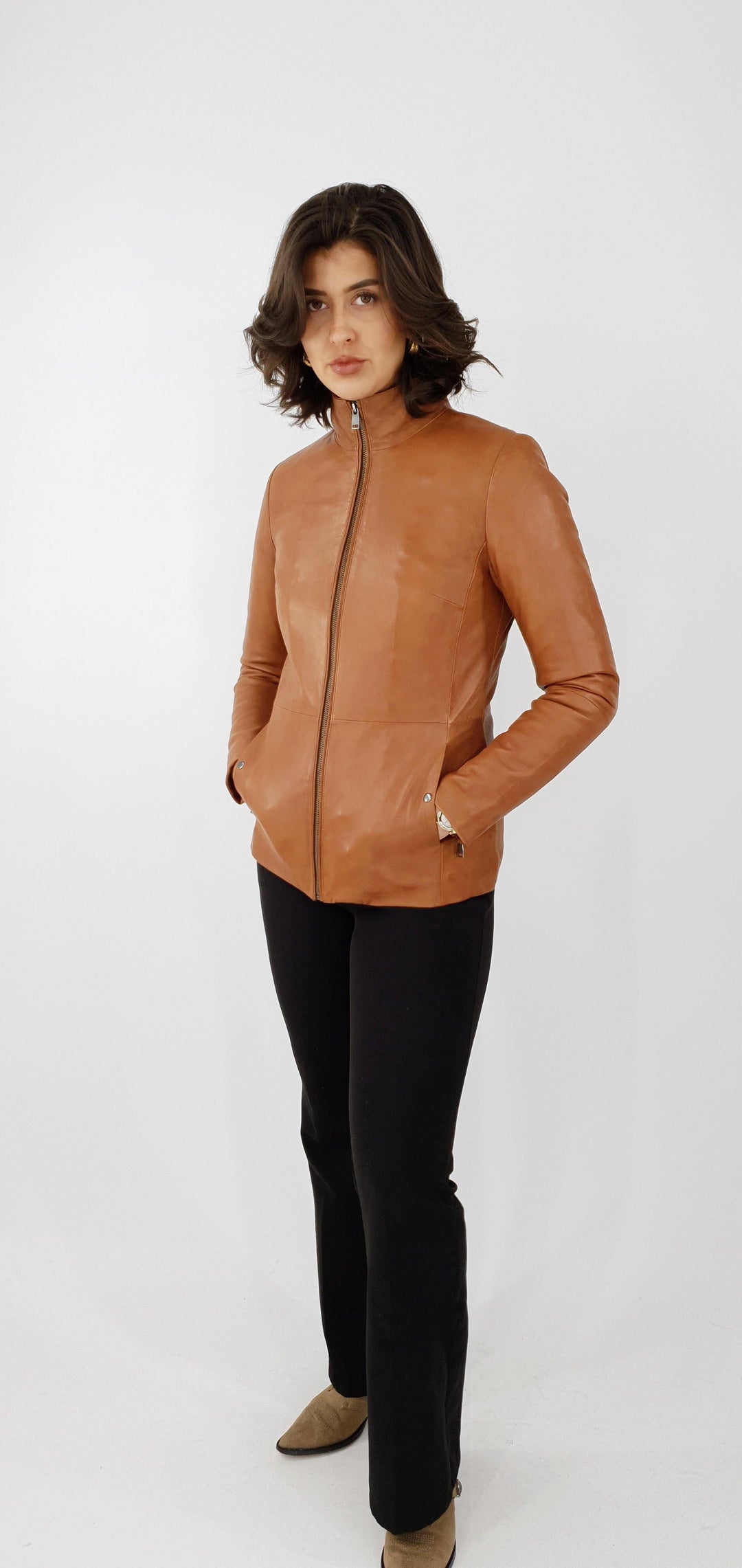 Karina - Lamb Thick Dace Leather -Women - French Tan - Lamb Thick Dace Leather -Women - Karina - Lamb Thick Dace Leather -Women - French Tan - Stampe Pels