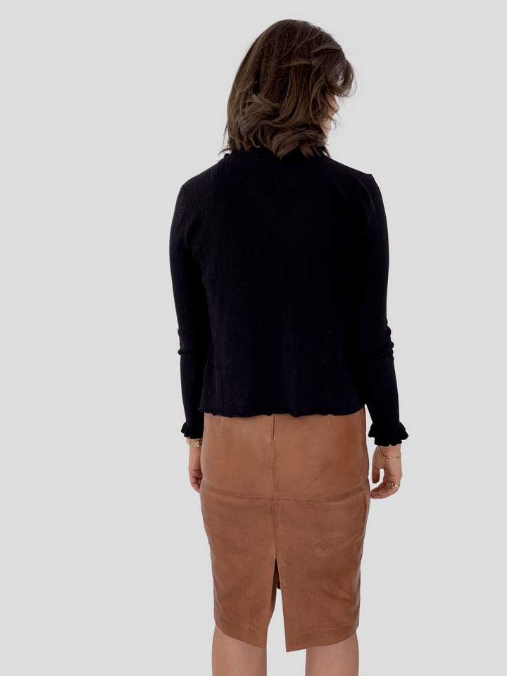 Alondra Skirt - Lamb Thick Leather - Women - Dark Tan