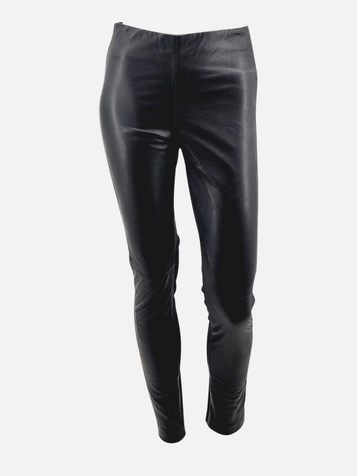 Dana Trouser - Leather & Farbric - Women - Black