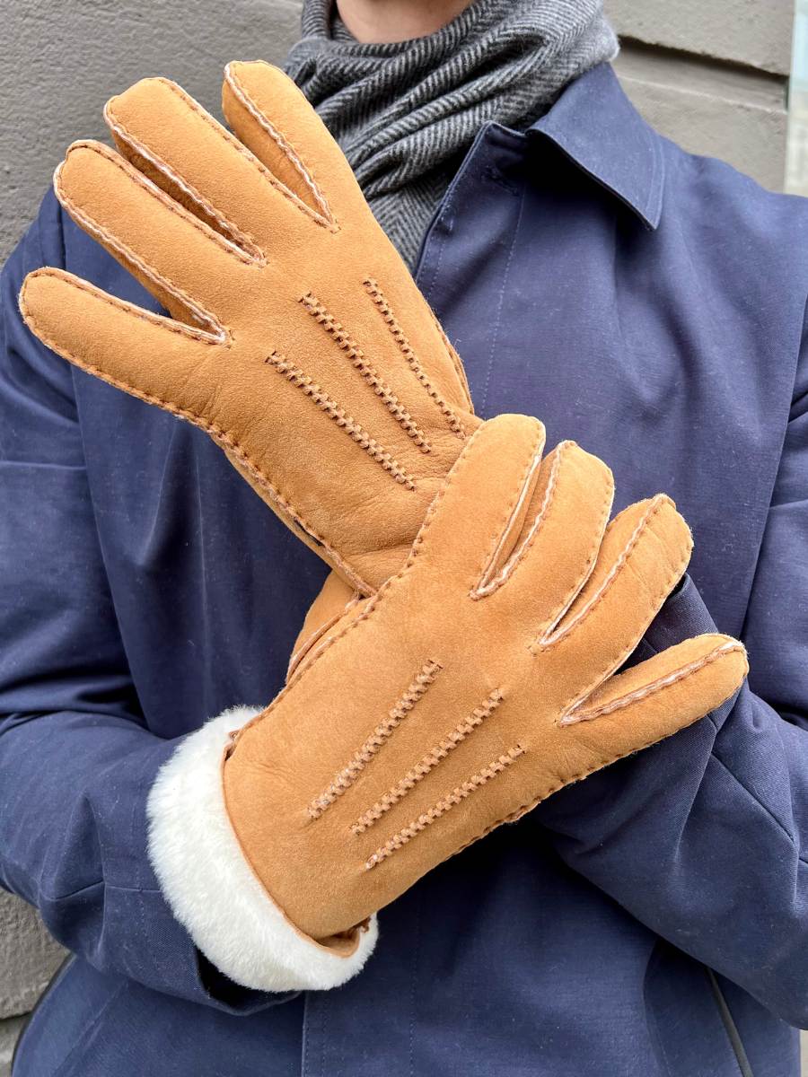 handschuhe lamm ZXM-010 Shearling-Handschuhe – Kamel – Stampe Denmark