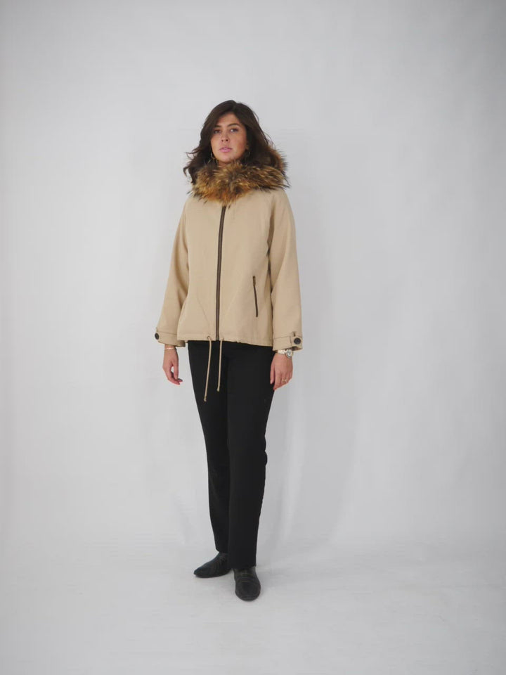 Filla, 69 cm. - Hood - Textile - Women - Beige