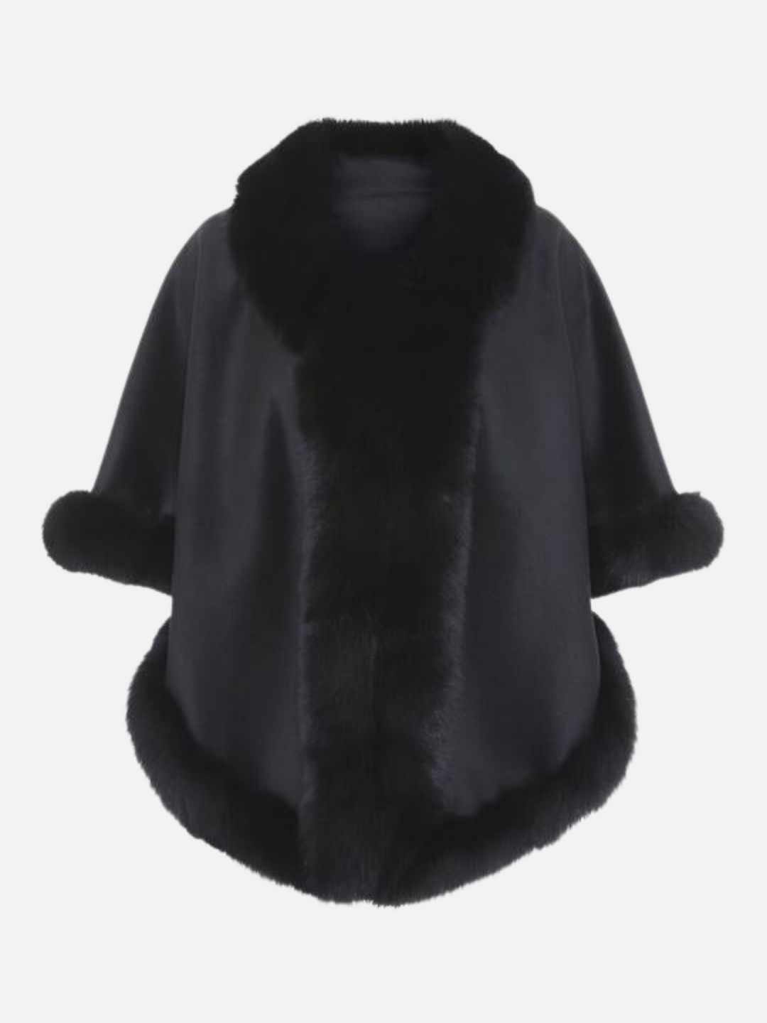 Chadron Cape, 65 cm. - Thinner Double Face Wool - Black.