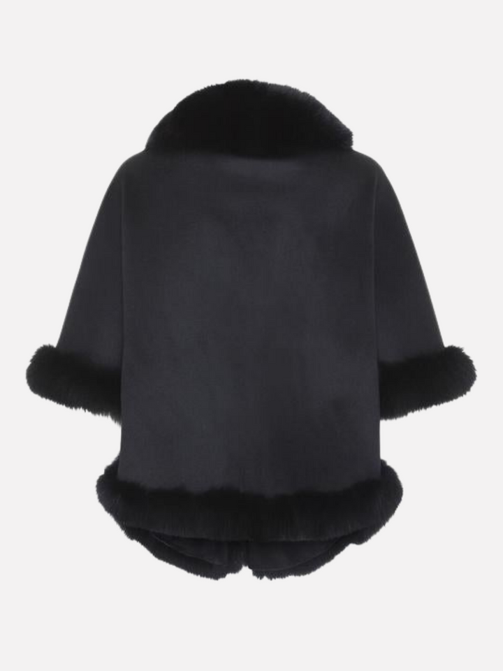 Chadron Cape, 65 cm. - Thinner Double Face Wool - Black.