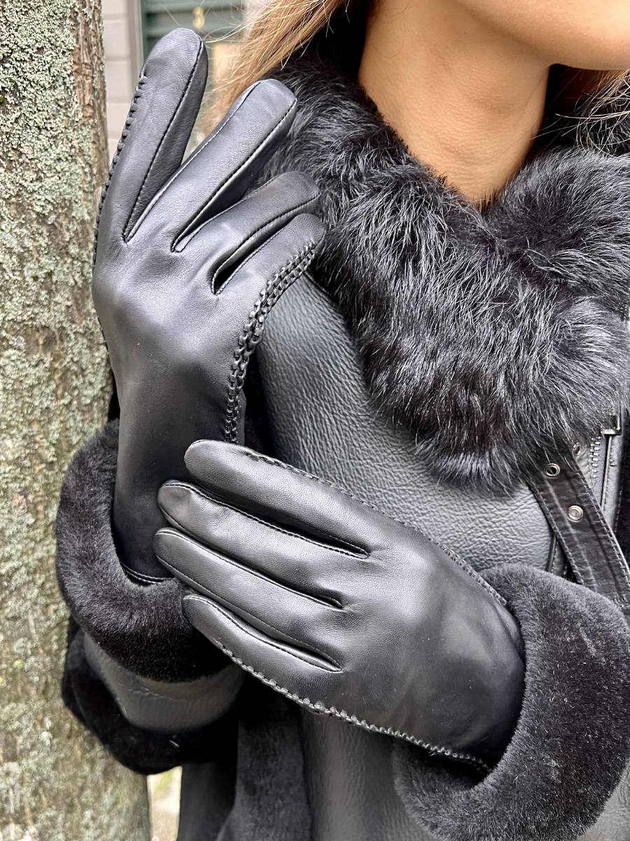 Z-001 Stitch Leather Glove - Black