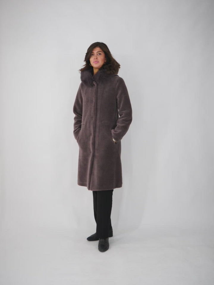 Ferida, 102 cm. damejakke i brun Air Wool