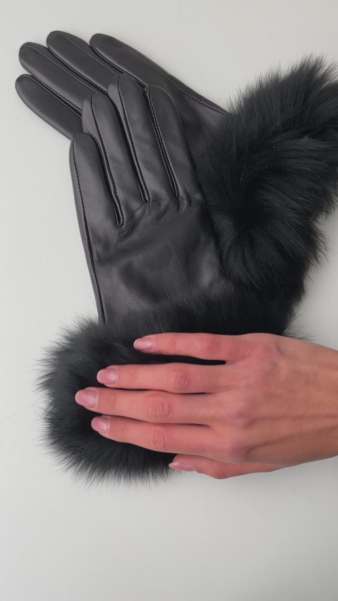 2145 - Lamb Slink Leather Gloves - Black