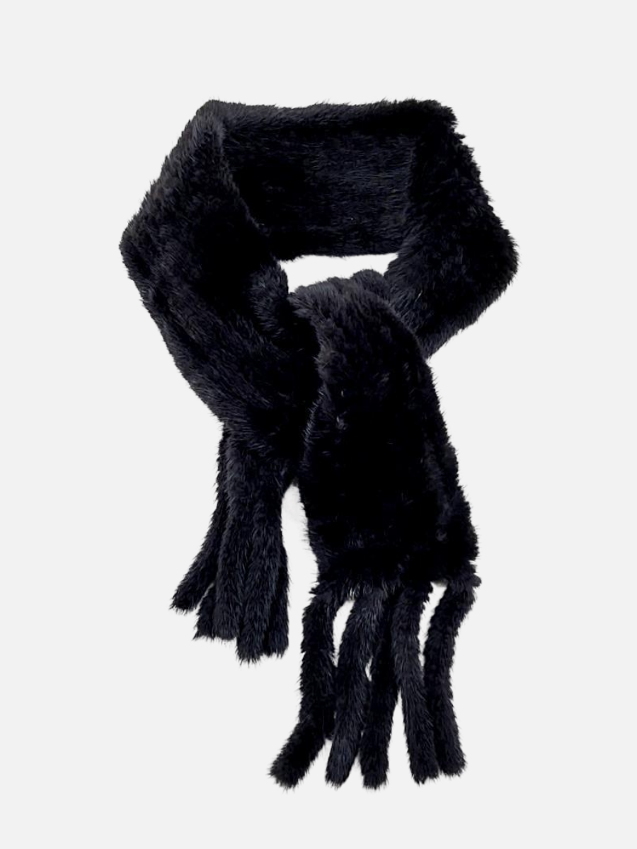 Shawl, 10*110 Mink Knitted Accesories Black Sjal