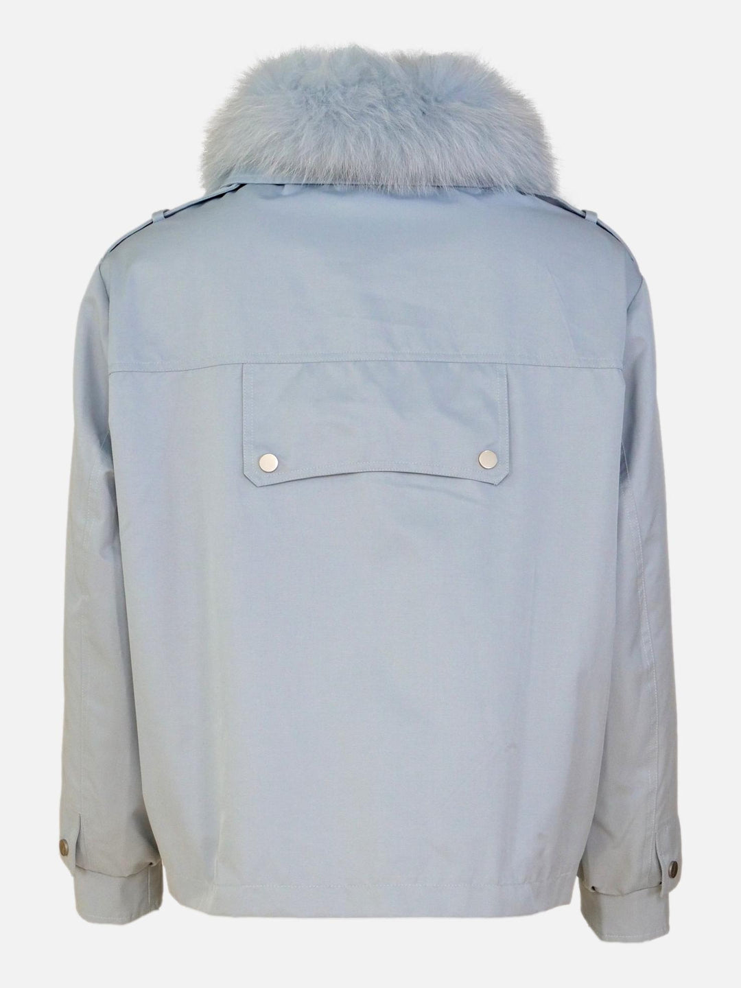Geraldine, 60 cm. - Textile Jacket with Fur Collar - Women - Blue