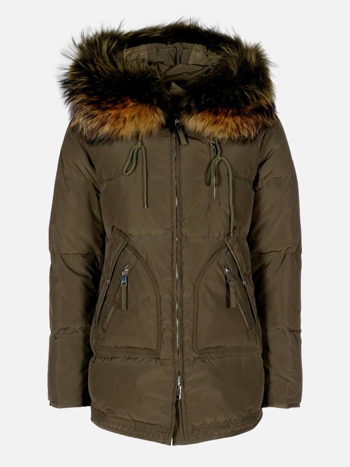 Golumà, 75 cm.  - Cappuccio -100% piumino - Donna - Militare