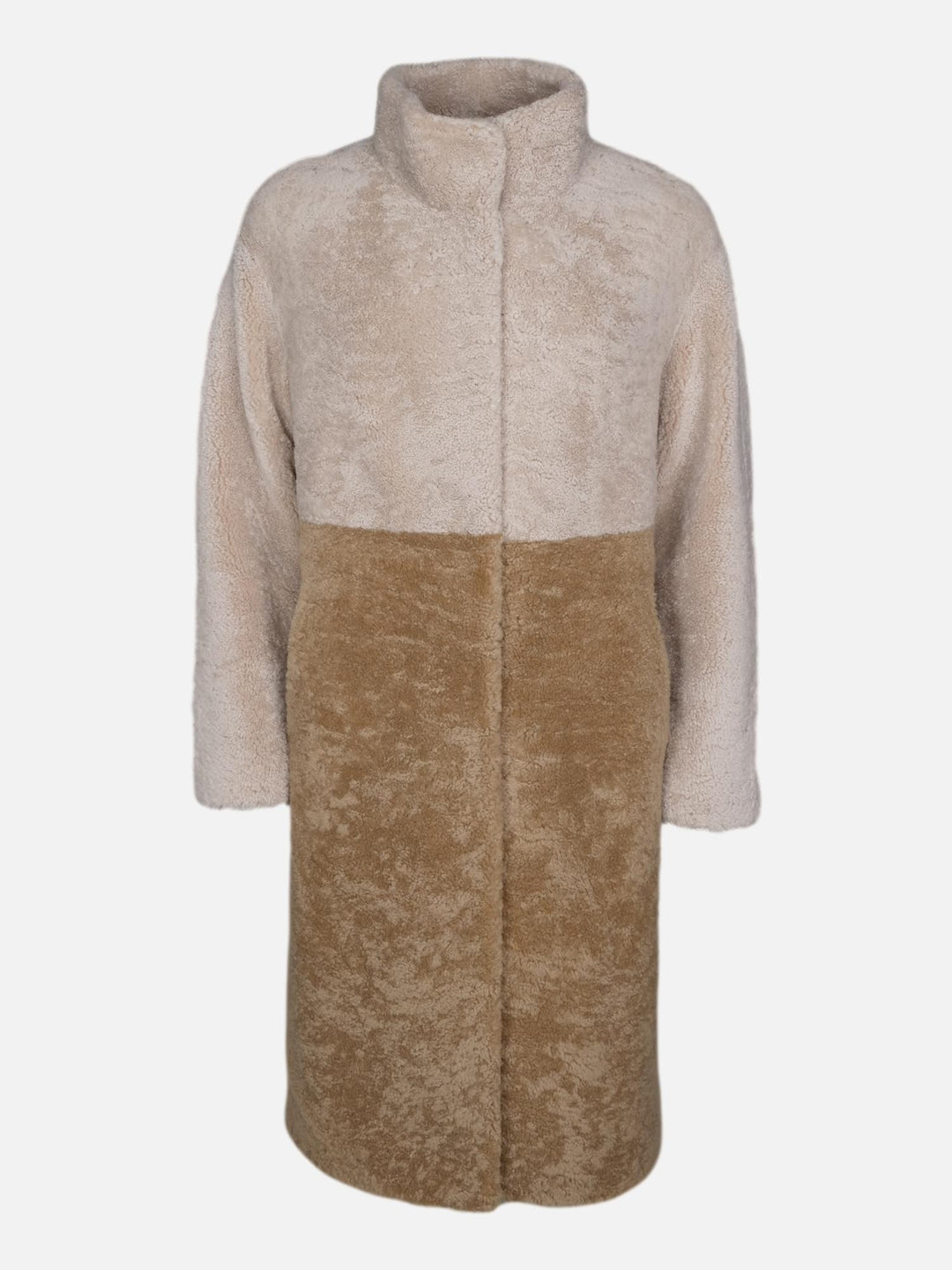 Filuka, 100 cm. - Collar - Curly Lamb coat - Women - Beige and Camel