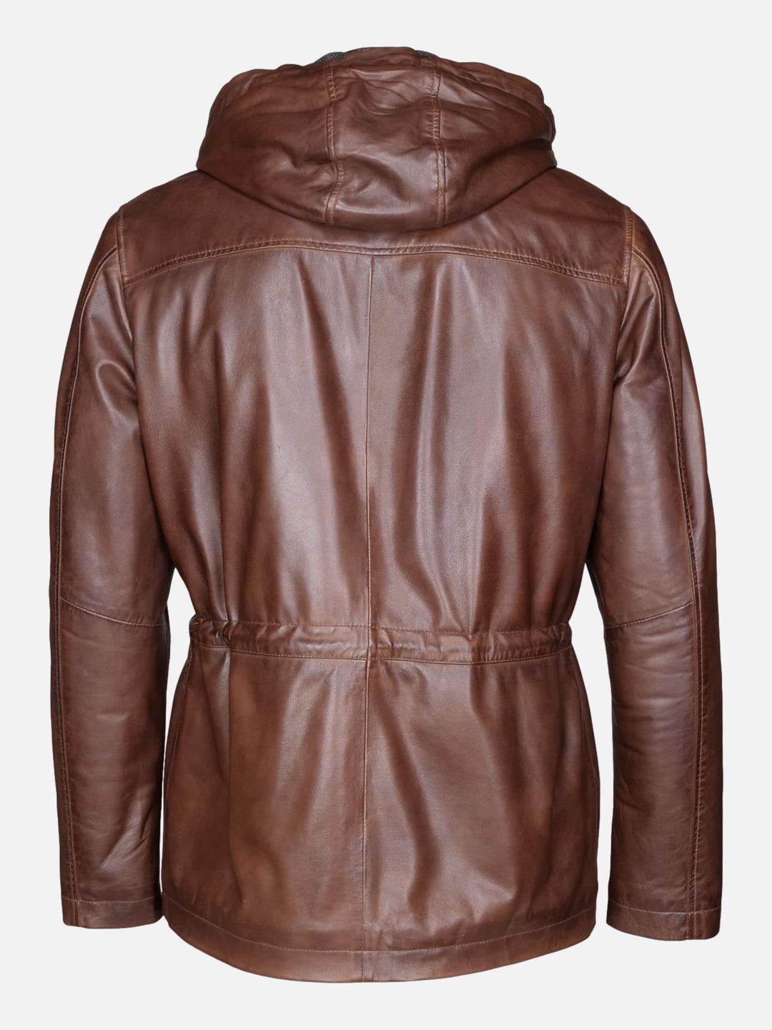 Gassa, 80 cm. - Leather jacket with hood - Man - Copper Brown