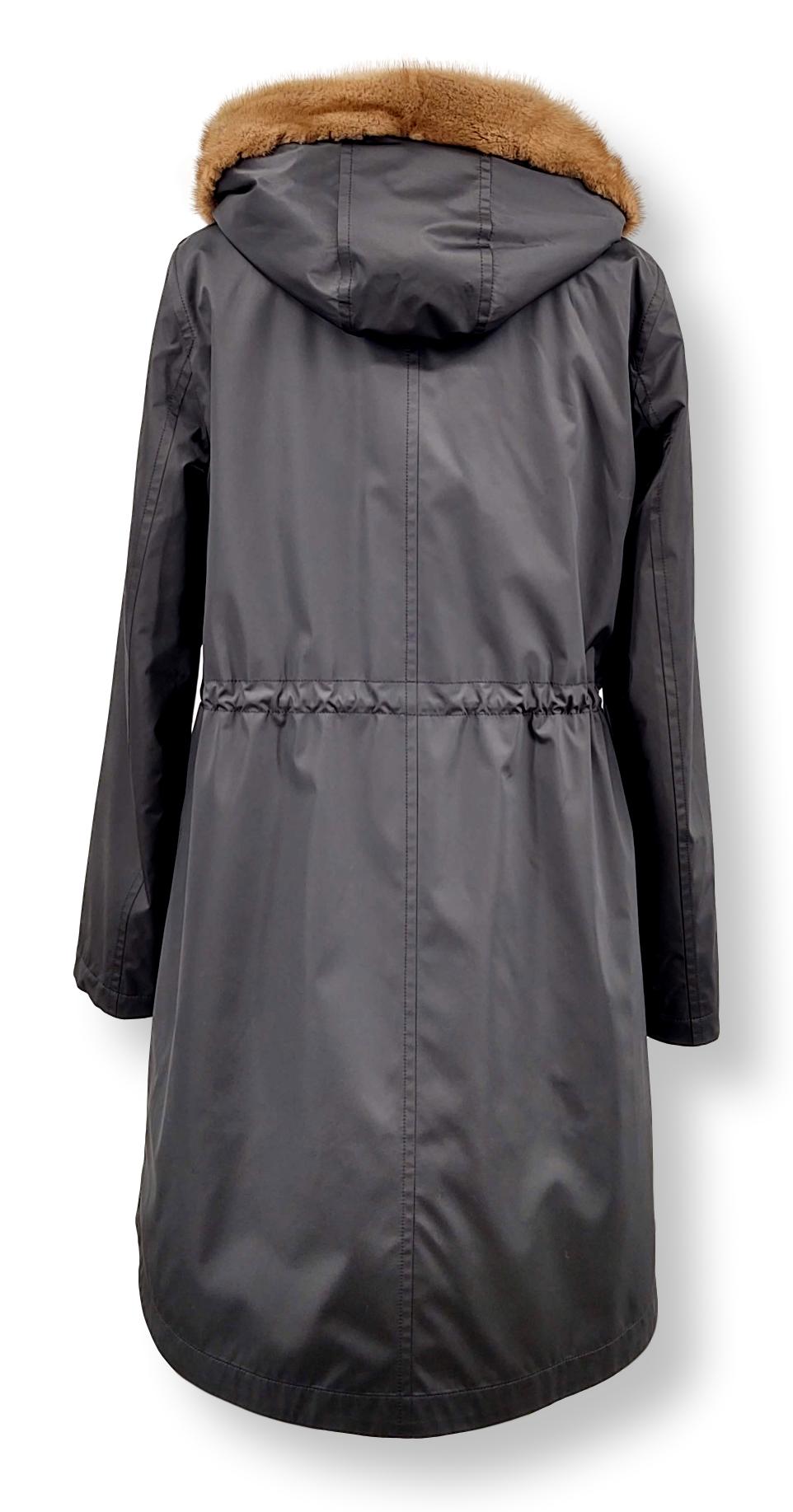 DPW98115-1, 92 cm. - Hood - Textile - Mink - Women - Black