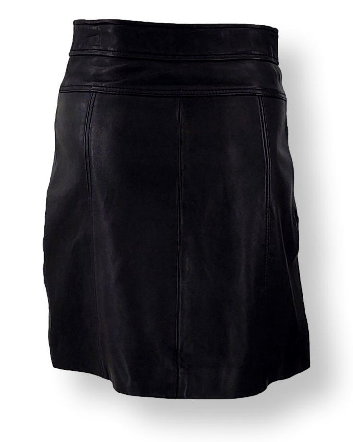 Erin Mini Skirt - Lamb Thick Leather - Women - Black