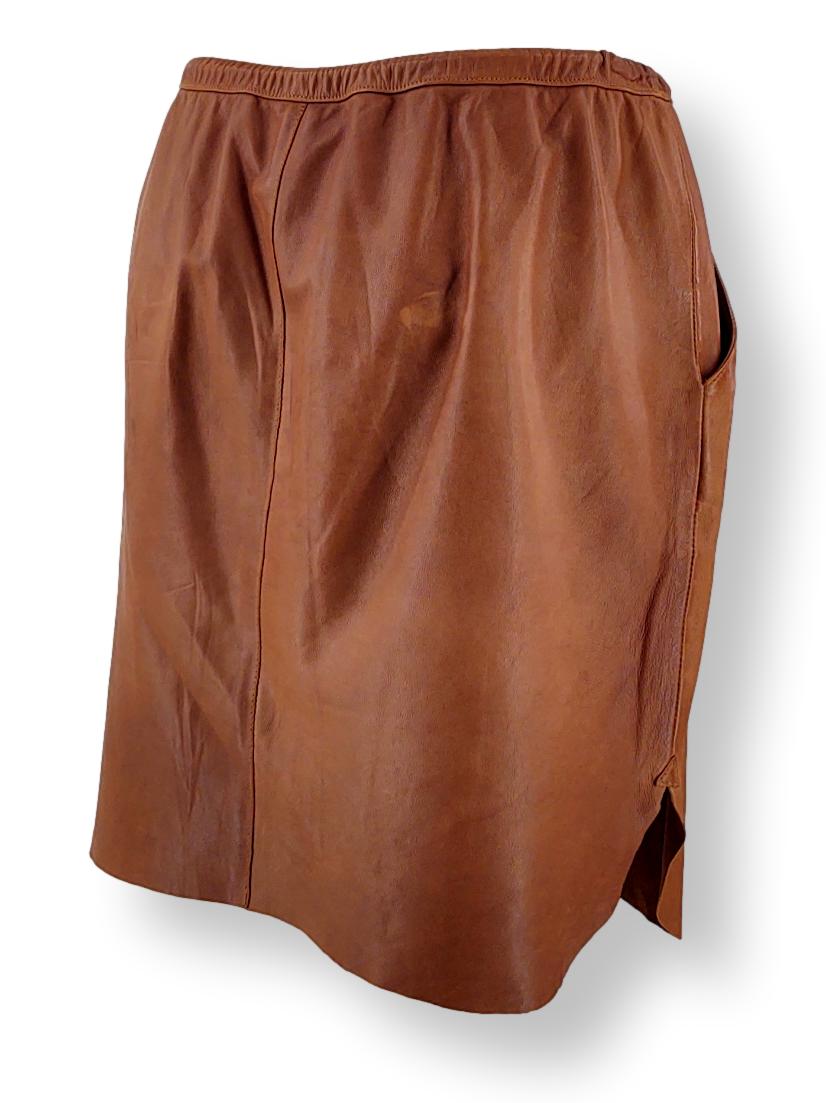 Skirt - Lamb Plonge Leather - Women - Tan