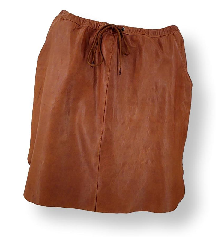Skirt - Lamb Plonge Leather - Women - Tan