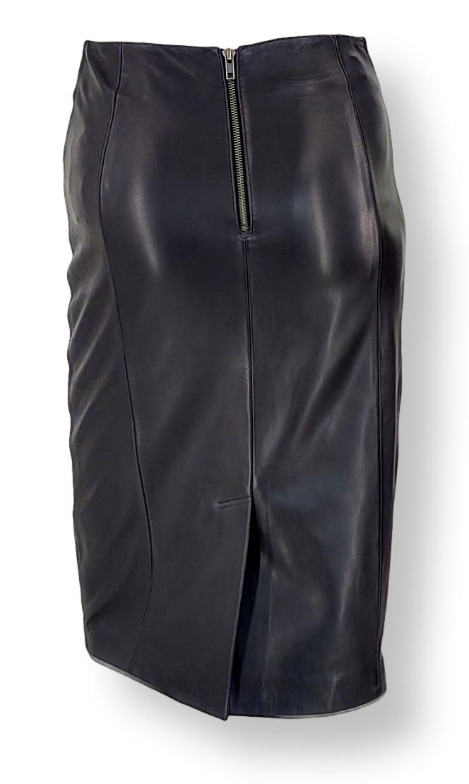 Malene Skirt - Lamb Thick Dace Leather -Women - Black