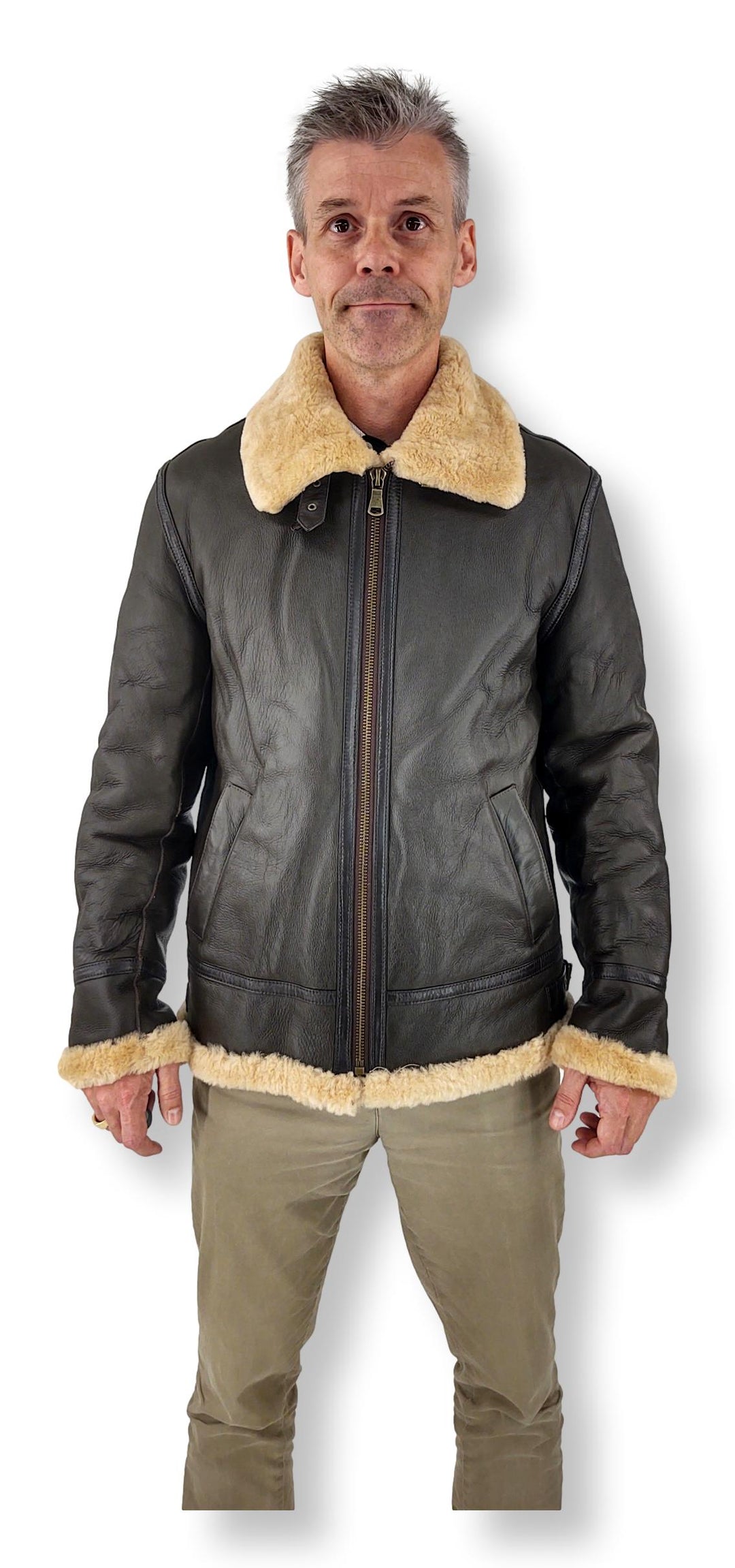 Elias Mens Bomber - Nappa Lamb Crack - Homme - Marron foncé