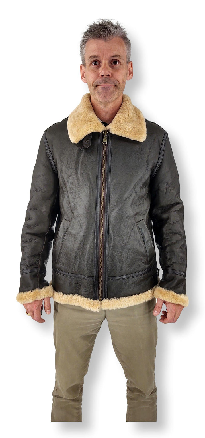 Elias Mens Bomber - Nappa Lamb Crack - Homme - Marron foncé