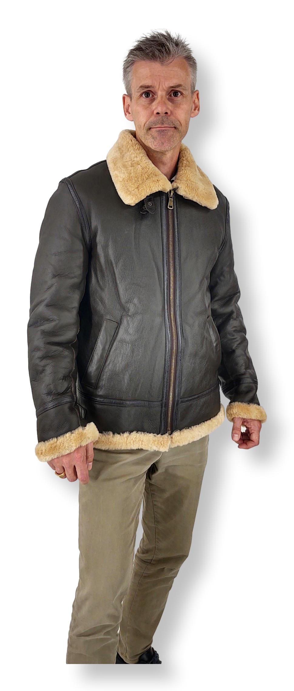 Elias Mens Bomber - Nappa Lamb Crack - Homme - Marron foncé