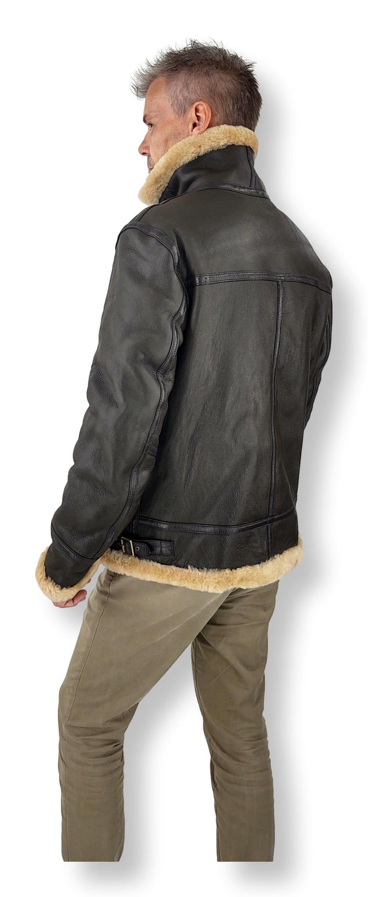 Elias Mens Bomber - Nappa Lamb Crack - Homme - Marron foncé