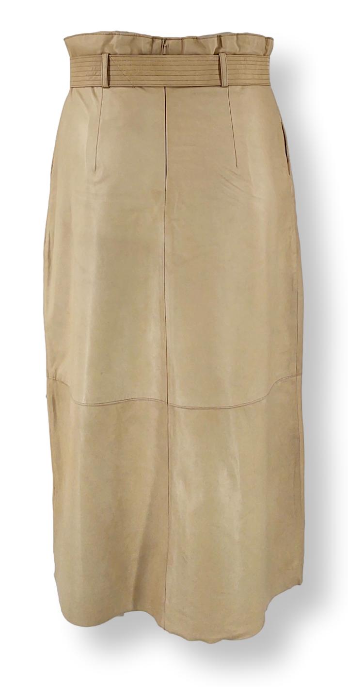 Edith Skirt - Lamb Dior Leather - Women - Cafe