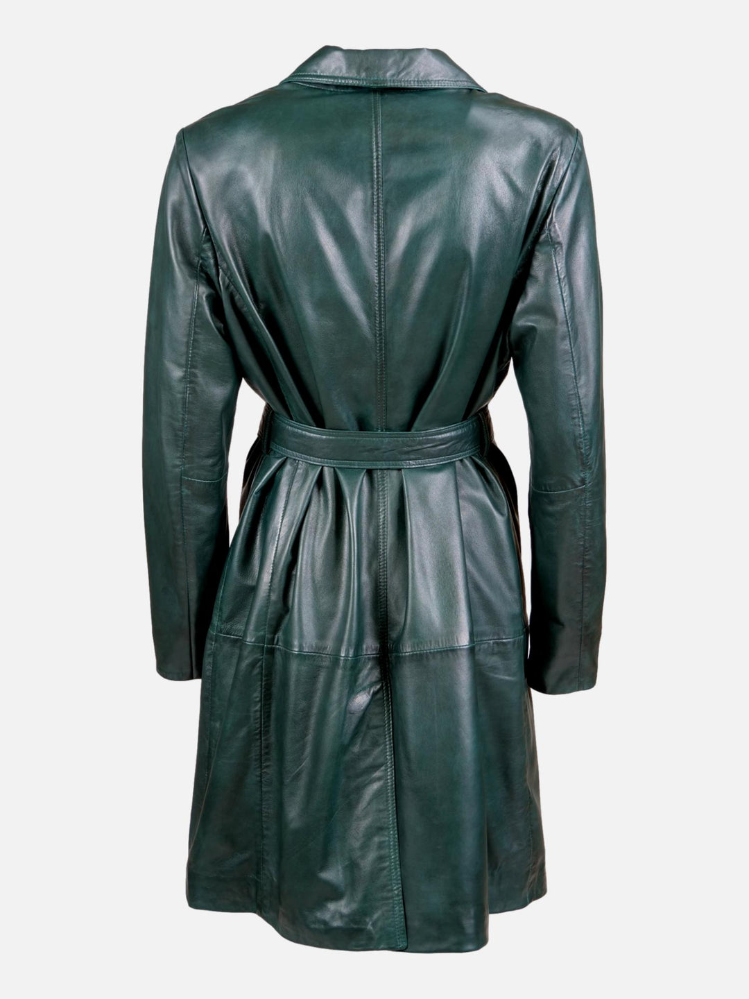 Big Amara copper grøn læderjakke / trench coat - dame