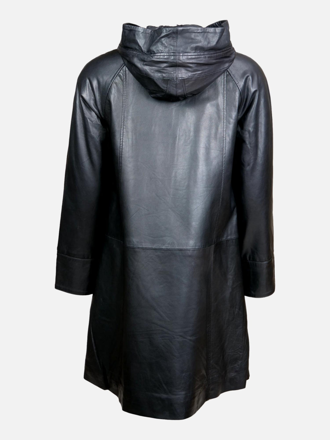 P 14-10 -  sort - læderfrakke/jakke - dame