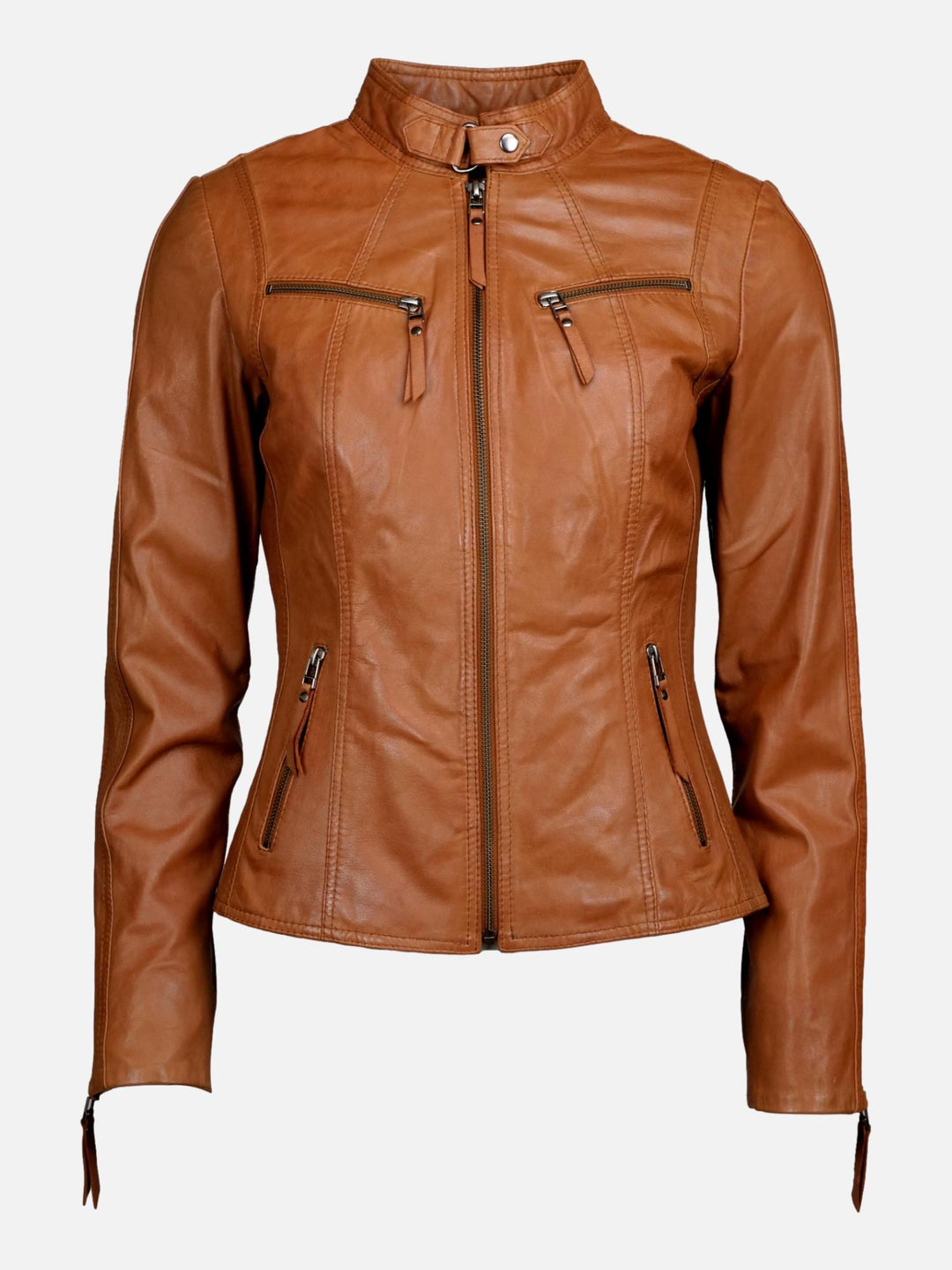 10245 Womens Jacket - Lamb Leather - Women - Cognac