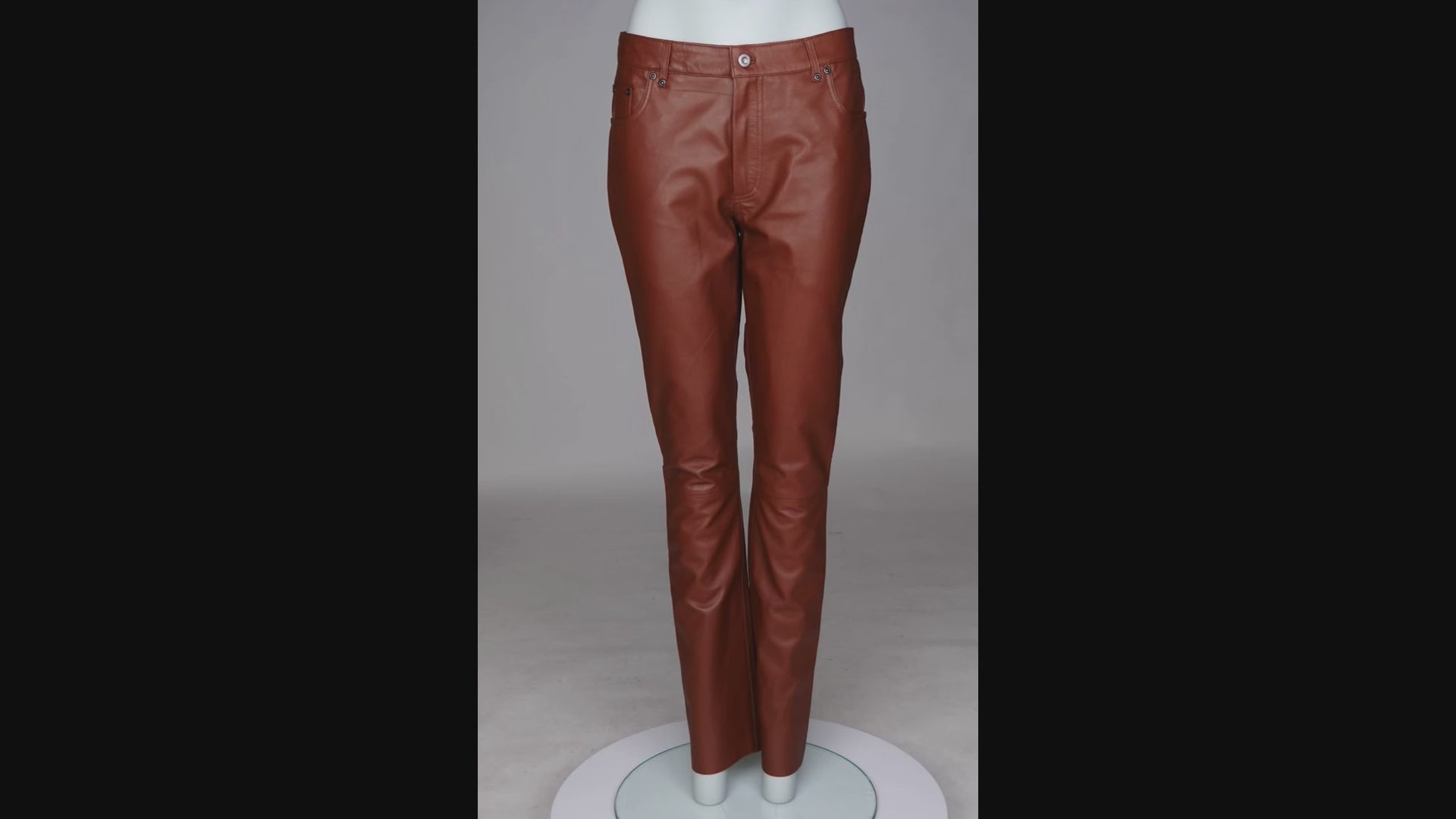 Stradivarius faux leather trousers with split front detail in brown | ASOS