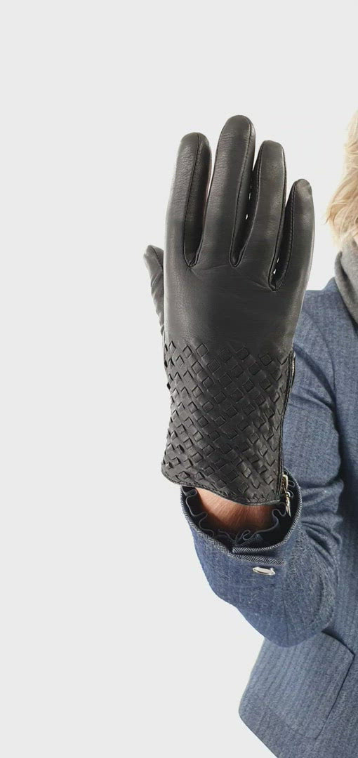 Z-1601 Zip Glove - Läder / Skindhandske- Tillbehör - Svart