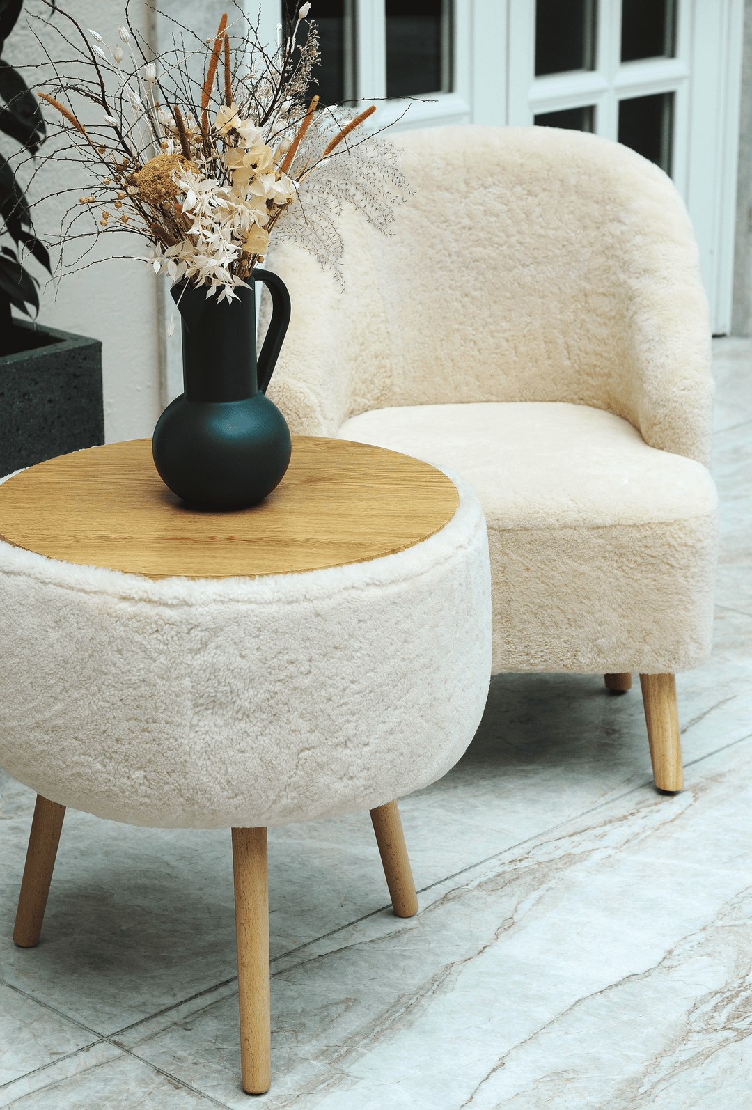 Lammeskindsstol Levinsky stol nr. 1 - Beige